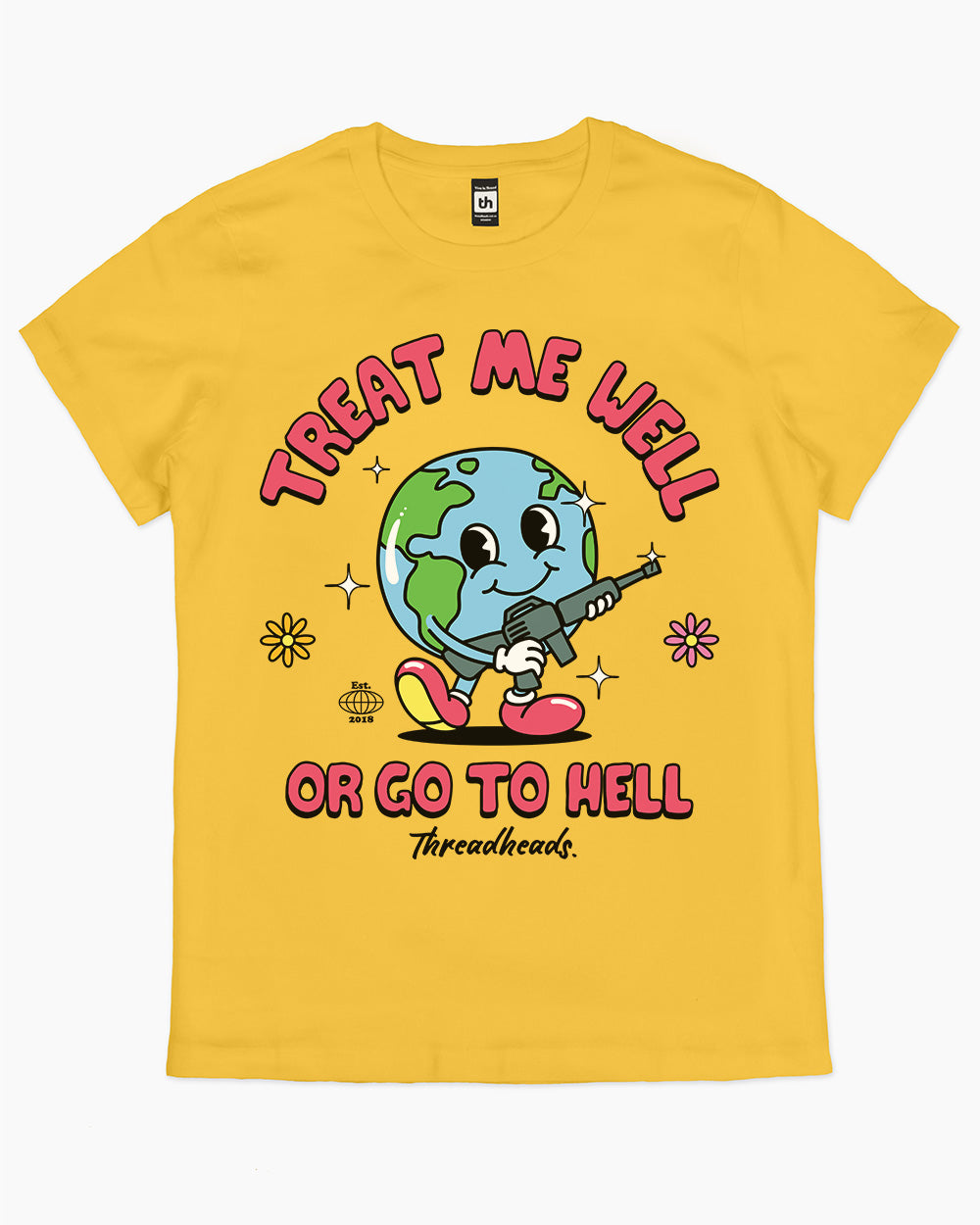 Treat Me Well Or Go To Hell T-Shirt Australia Online #colour_yellow