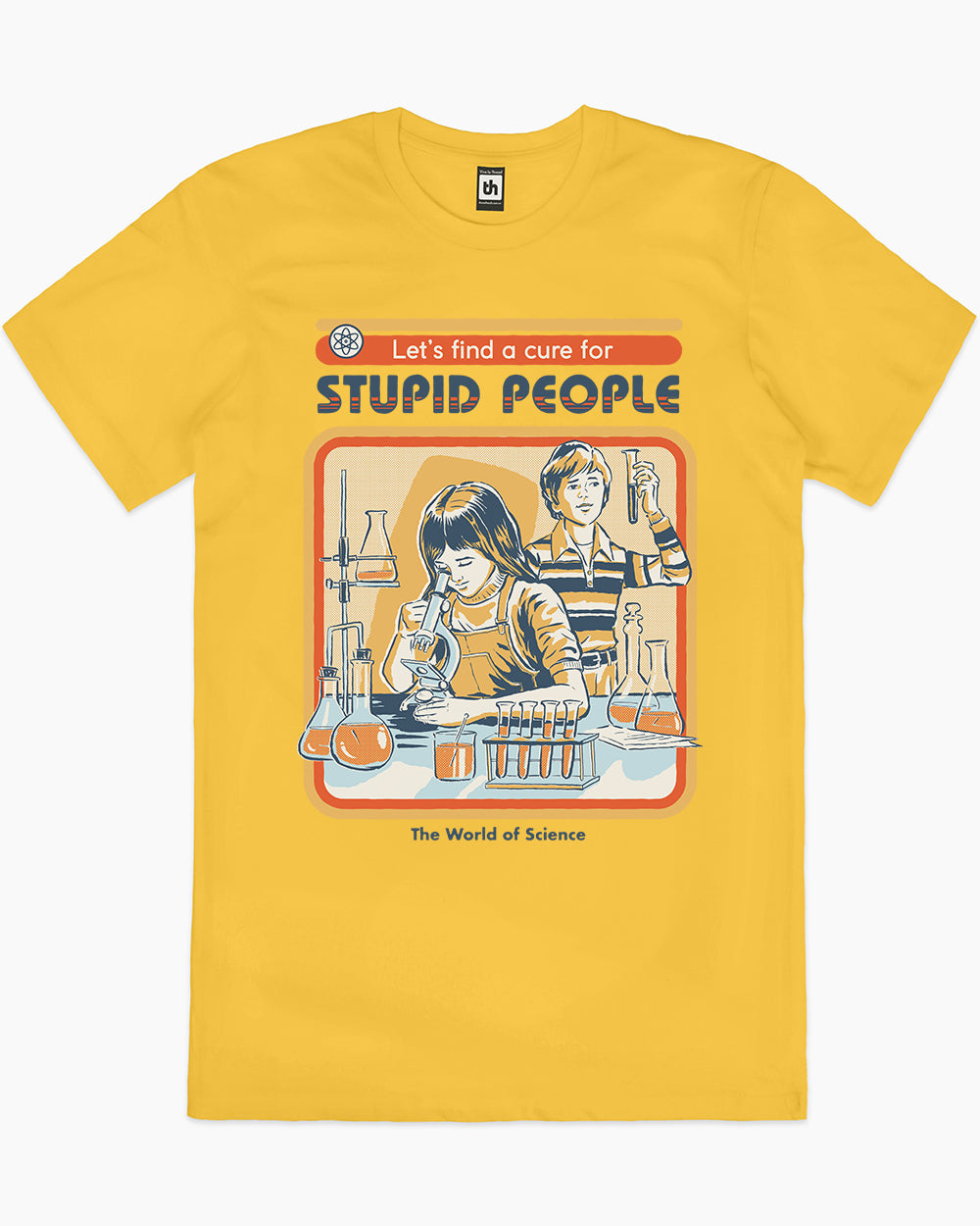 Let's Find a Cure for Stupid People T-Shirt Europe Online #colour_yellow