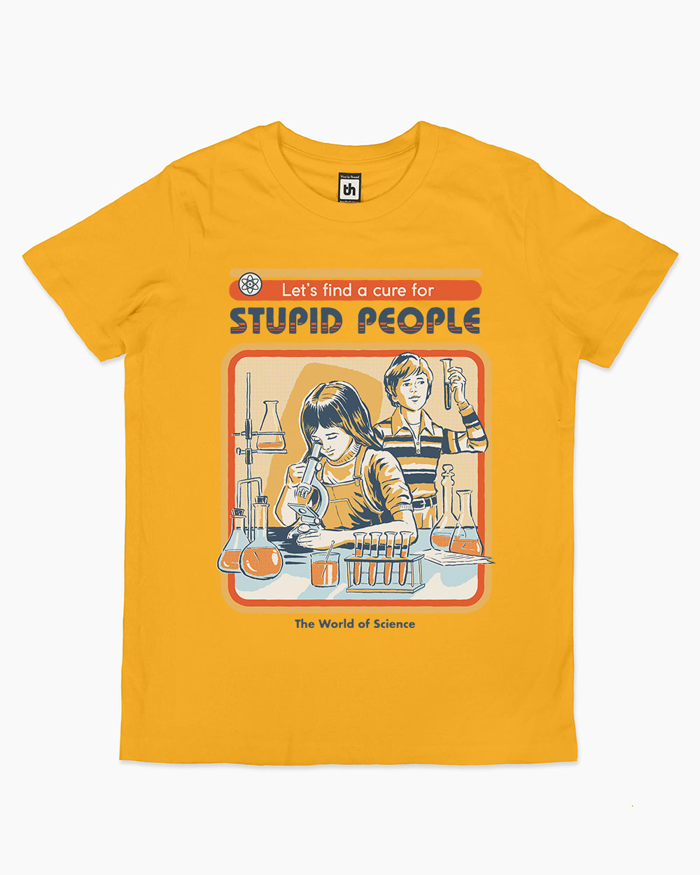 Let's Find a Cure for Stupid People Kids T-Shirt Australia Online #colour_yellow