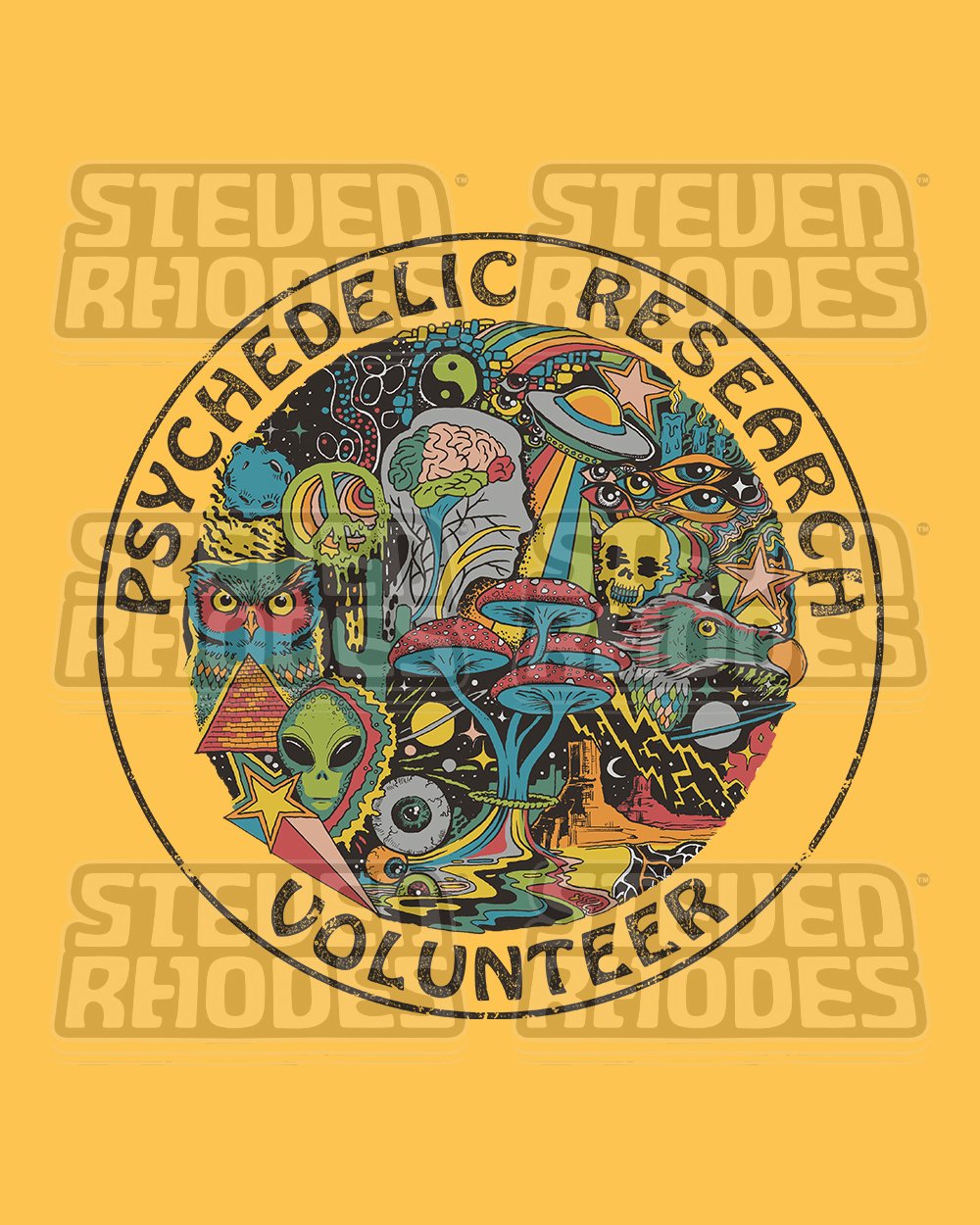 Psychedelic Research Volunteer T-Shirt Europe Online #colour_yellow